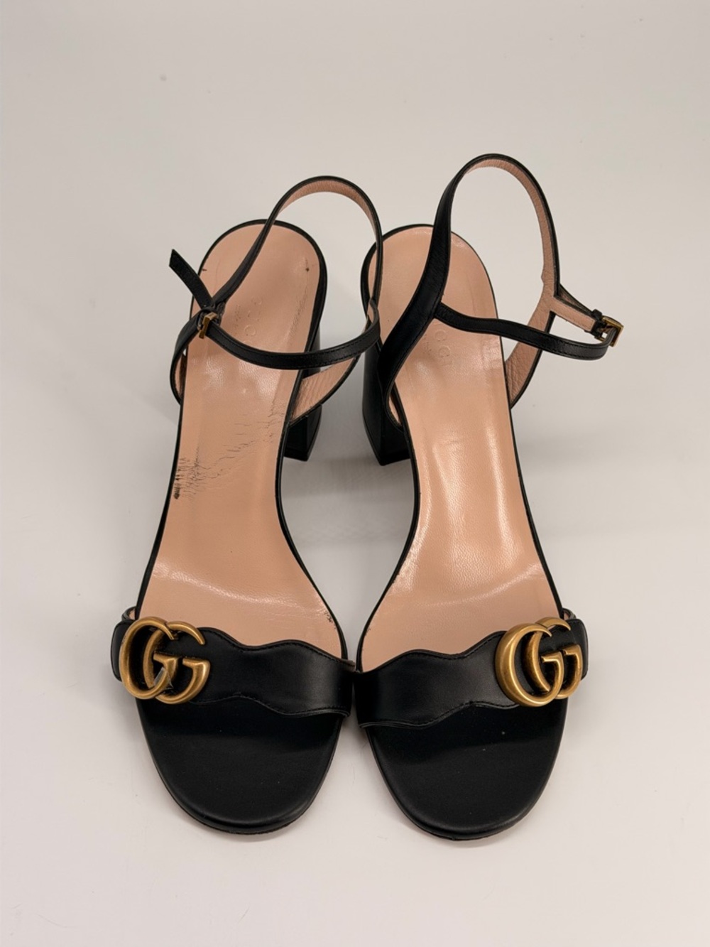 Gucci GG Marmont Leather Sandals Heels | Black in 40 - Picture 4 of 7